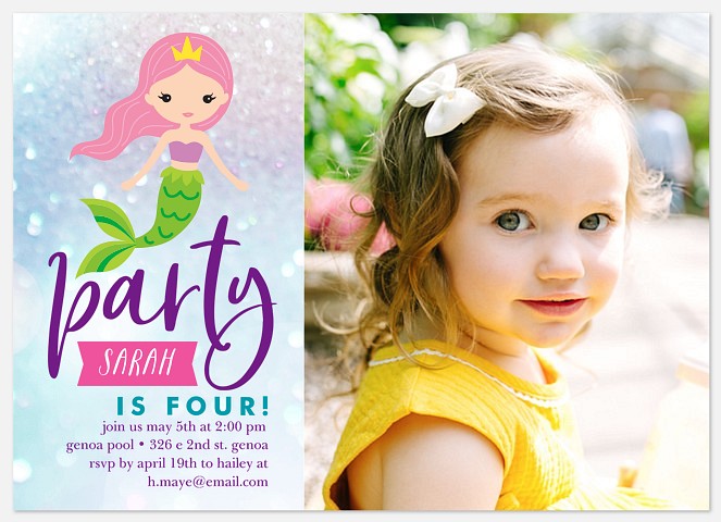 Sparkling Mermaid Kids' Birthday Invitations
