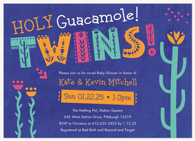 Holy Guacamole Baby Shower Invites