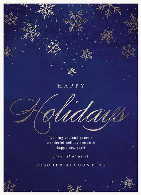 Metallic Snow Business Holiday Cards