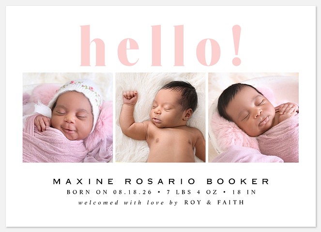 Grand Hello Baby Birth Announcements