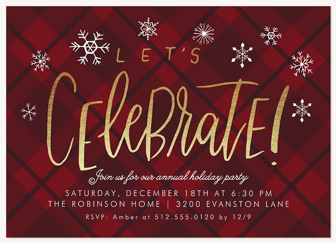 Decorative Snowfall Holiday Party Invitations