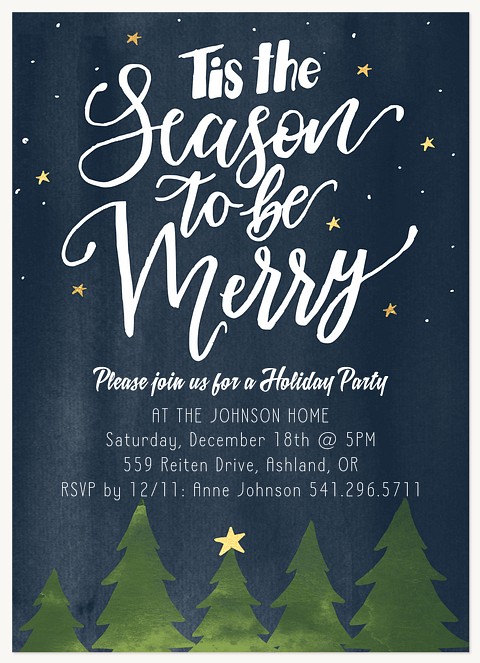 Merry Night Holiday Party Invitations
