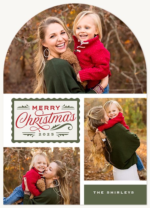 Folk Stamp Personalized Holiday Cards
