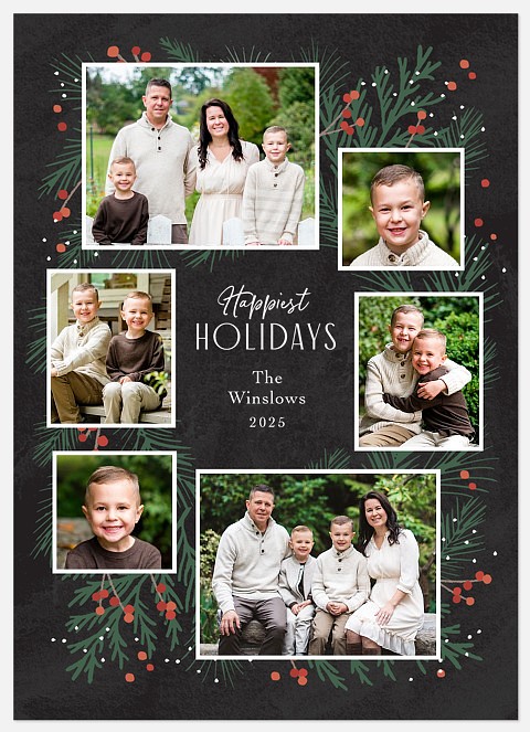 Pine Wreath Holiday Photo Cards