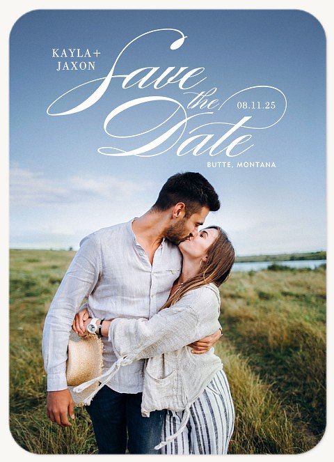 Romantic Script Save the Date Cards