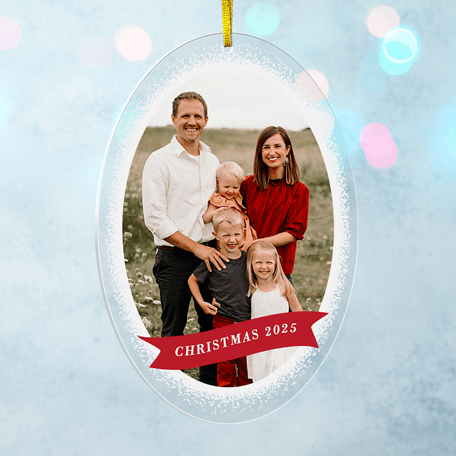 Frosted Banner Personalized Ornaments