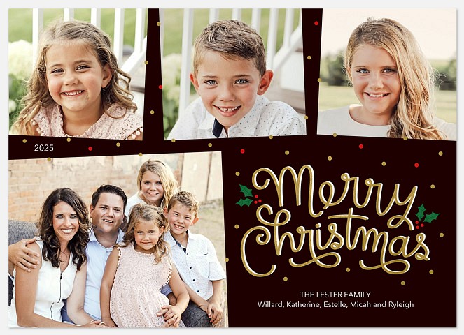 Dotted Christmas Holiday Photo Cards