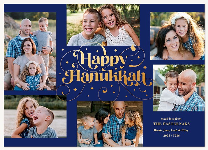 Golden Swirls Hanukkah Cards