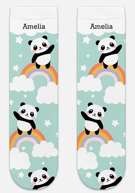 Rainbow Panda Custom Socks