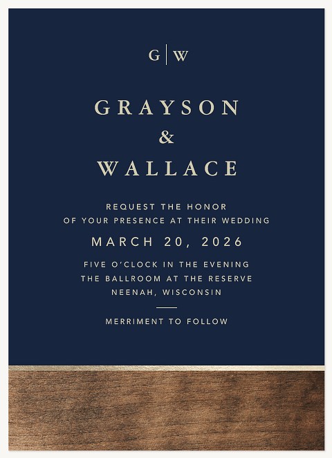 Distinguished Oak Wedding Invitations