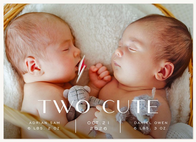 Cute Twosome Twin Birth Announcements