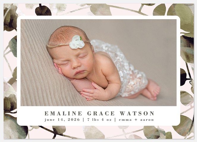 Lush Garden Baby Birth Announcements