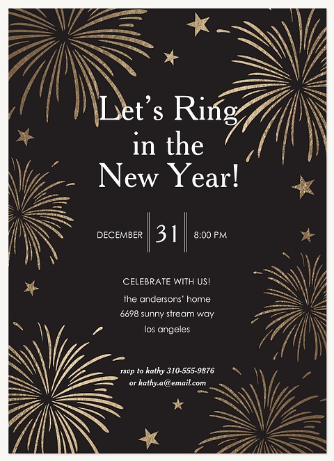 Gilded Fireworks Holiday Party Invitations