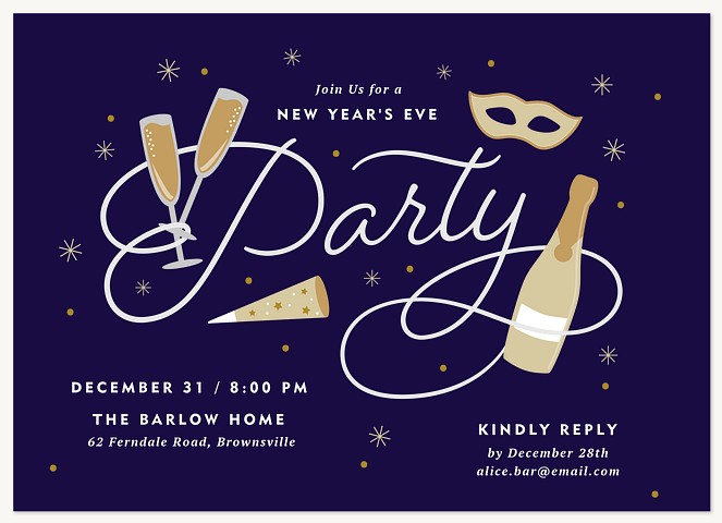 New Year Icons Holiday Party Invitations