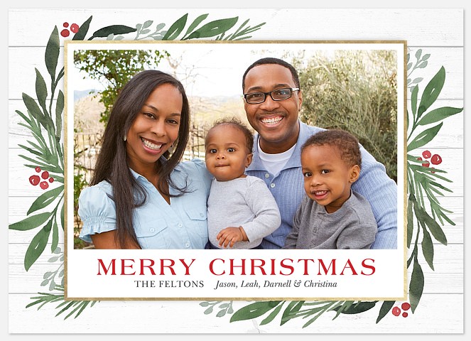 Cabin Foliage Holiday Photo Cards