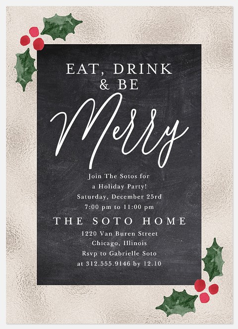 Chalkboard Merry Holiday Party Invitations