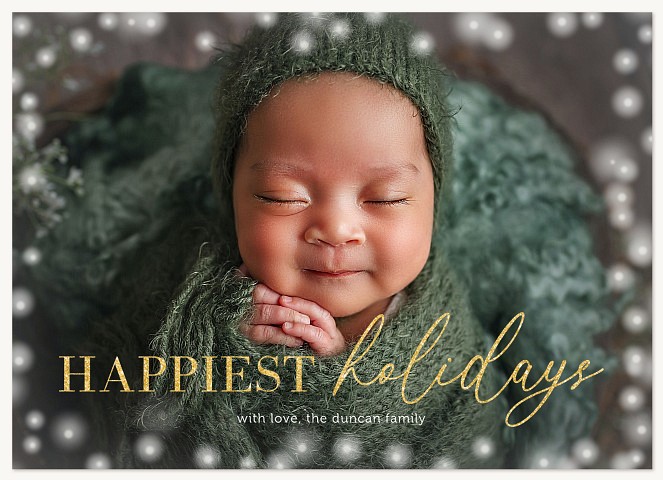 Bokeh Border Personalized Holiday Cards