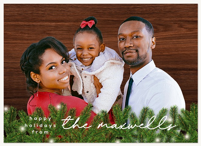 Pine Garland Personalized Holiday Cards