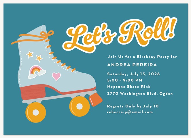 Retro Roller Kids Birthday Invitations