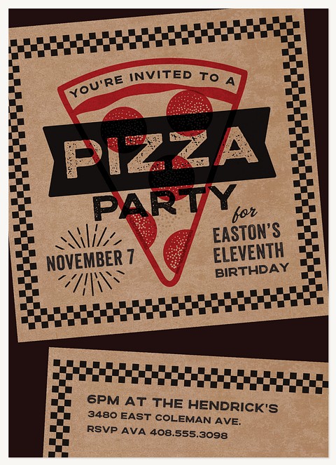 Pizza Boxes Kids Birthday Invitations