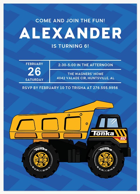 Tonka Rock Truck Kids Birthday Invitations