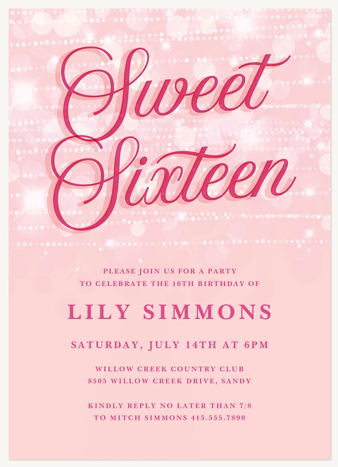 Sweet Sparkles Teen Birthday Invitations