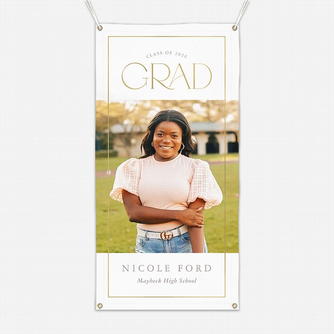 Gold Frame Graduation Photo Banner  Graduation Banners