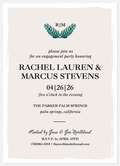 Palm Laurels Engagement Party Invitations