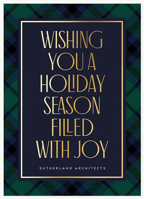 Chic Plaid Business Holiday Cards