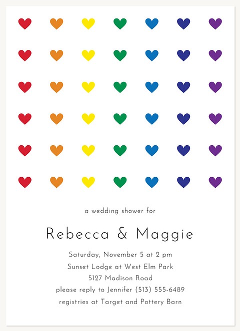 Rainbow Love Bridal Shower Invitations