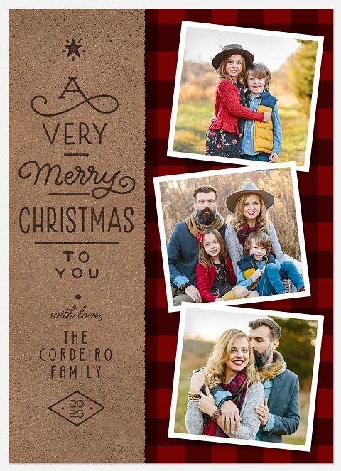 Hipster Plaid Holiday Photo Cards
