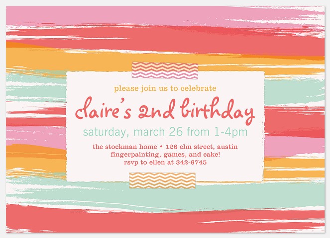 Sherbert Stripes Kids' Birthday Invitations