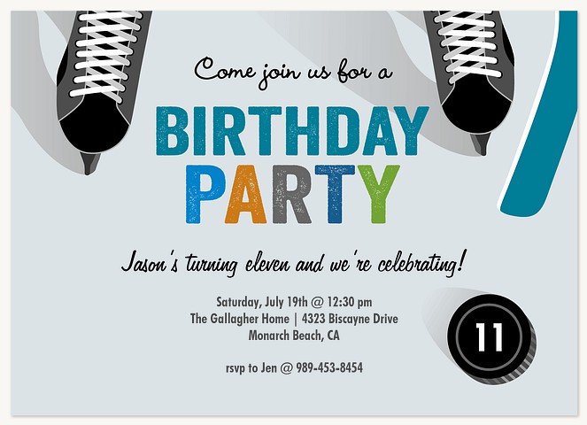 Let's Skate Kids Birthday Invitations