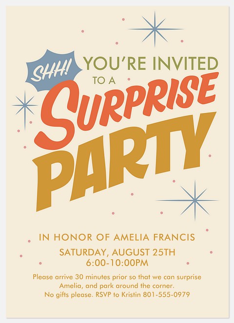 Surprise Party Adult Birthday Invitations