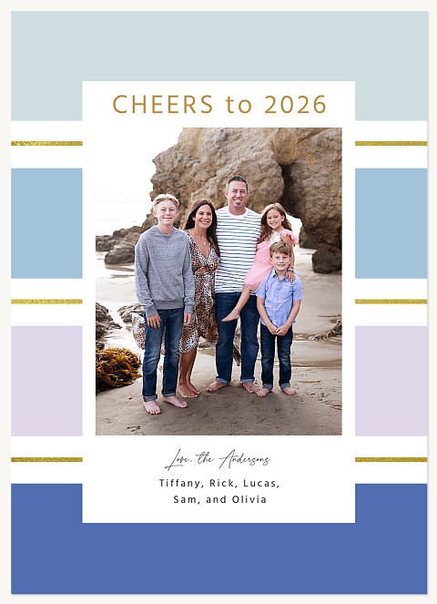 Periwinkle Stripes Personalized Holiday Cards