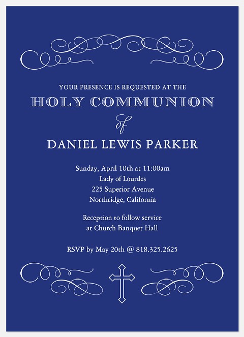 Scroll Announcement First Communion Invitations