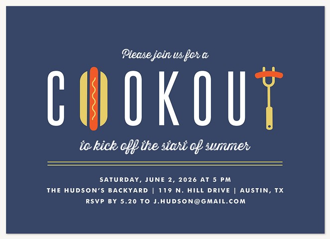 Summer Cookout Summer Party Invitations