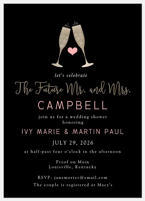 Celebratory Toast Bridal Shower Invitations