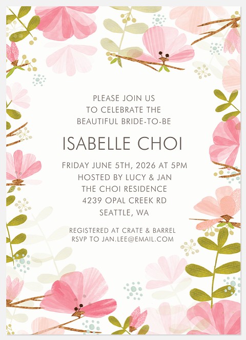 Wildflower Watercolor Bridal Shower Invitations
