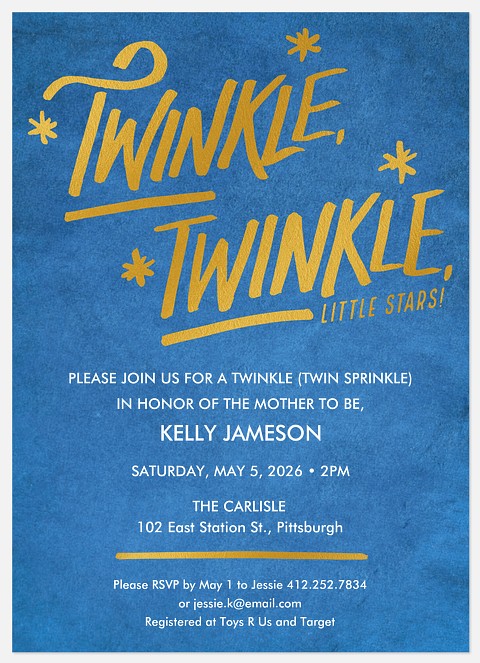 Twinkle Stars Baby Shower Invitations