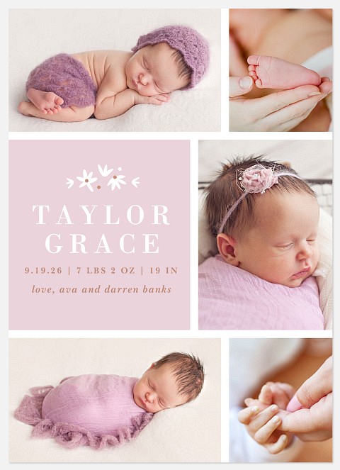 Precious Flower Baby Birth Announcements
