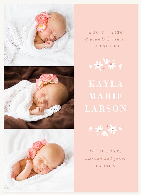 Rosy Flora Baby Announcements