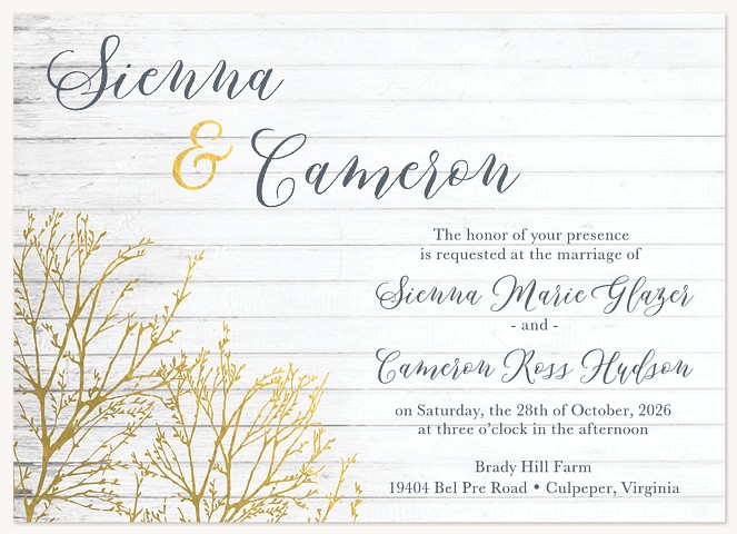 Gilded Brush Wedding Invitations