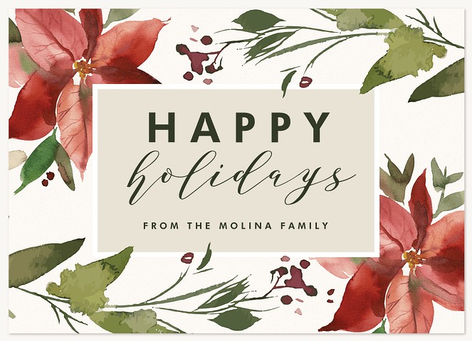 Elegant Poinsettias Personalized Holiday Cards
