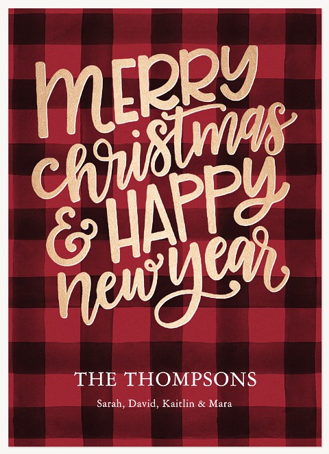 Vintage Flannel Personalized Holiday Cards