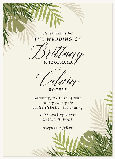 Under the Palms Wedding Invitations