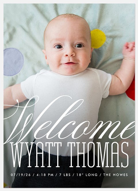 Grande Script Baby Birth Announcements