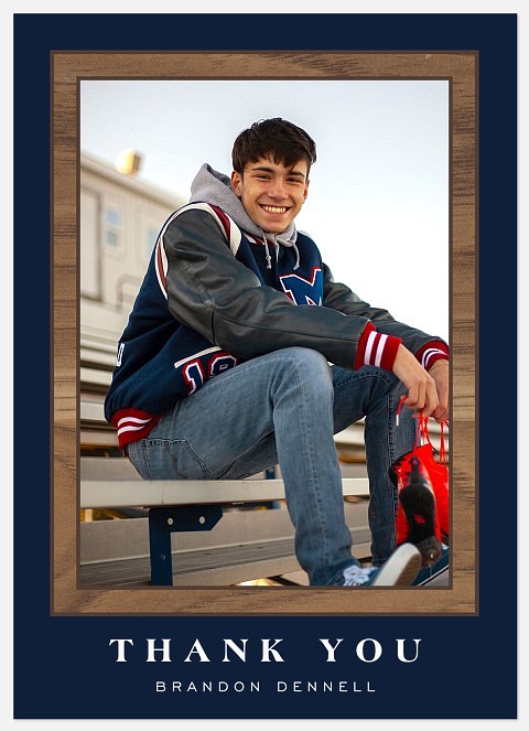 Woodgrain Frame Thank You Cards 