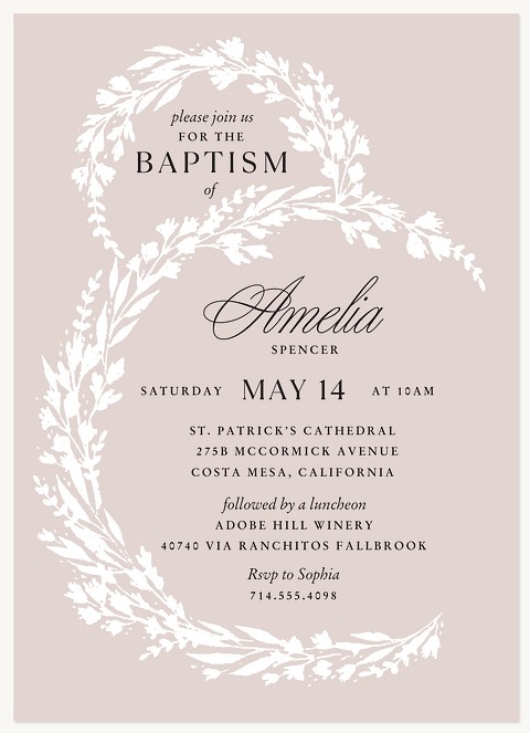Wildflower Wreath Baptisms & Christening Invitations