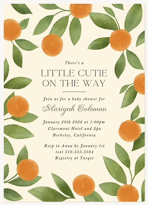 Clementine Cutie Baby Shower Invites